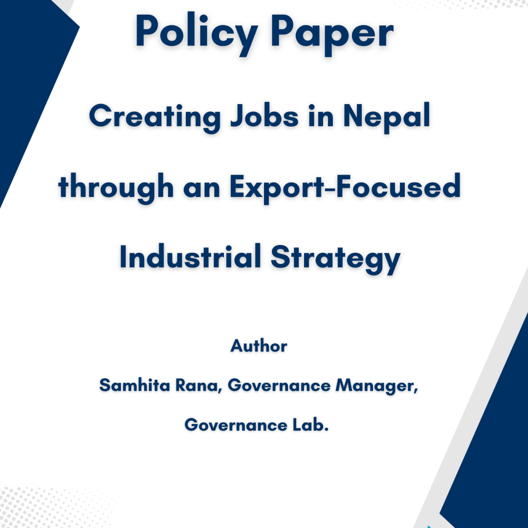 Creating Jobs in Nepal through an Export-Focused Industrial Strategy